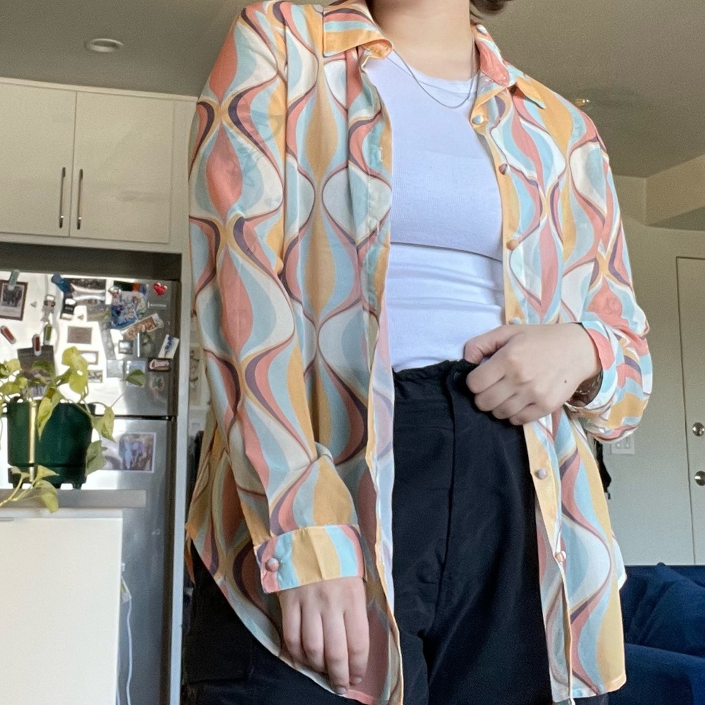Retro 70’s Mesh Button Down